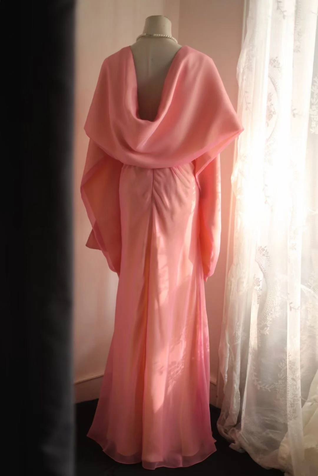 Pink Halter Waist-Fitted Retro Elegant Ball Gown, Evening Party Dress gh7132