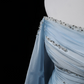 Light Blue Off-Shoulder Waist-Cinched Fitted Elegant Long Evening Dress, Fairy Gown, Romantic Gown gh7475
