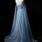 Light Blue Off-Shoulder Waist-Cinched Fitted Elegant Long Evening Dress, Fairy Gown, Romantic Gown gh7475