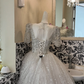 Ivory Wedding Dress with Silver Sequin Decorations, Fairy Princess Full Skirt Romantic Gown, Bridal Gown gh7525