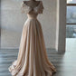 Champagne Luxury Shiny Beading Long Tulle Elegant Ball Gown Evening Dress Party Dress gh3279