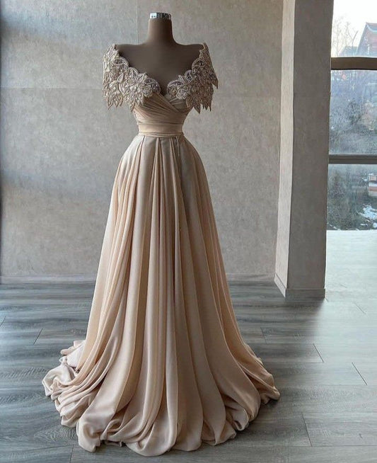 Champagne Luxury Shiny Beading Long Tulle Elegant Ball Gown Evening Dress Party Dress gh3279