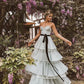 Robe de soirée élégante longue en tulle à volants et à manches longues, haut tube blanc, gh3364
