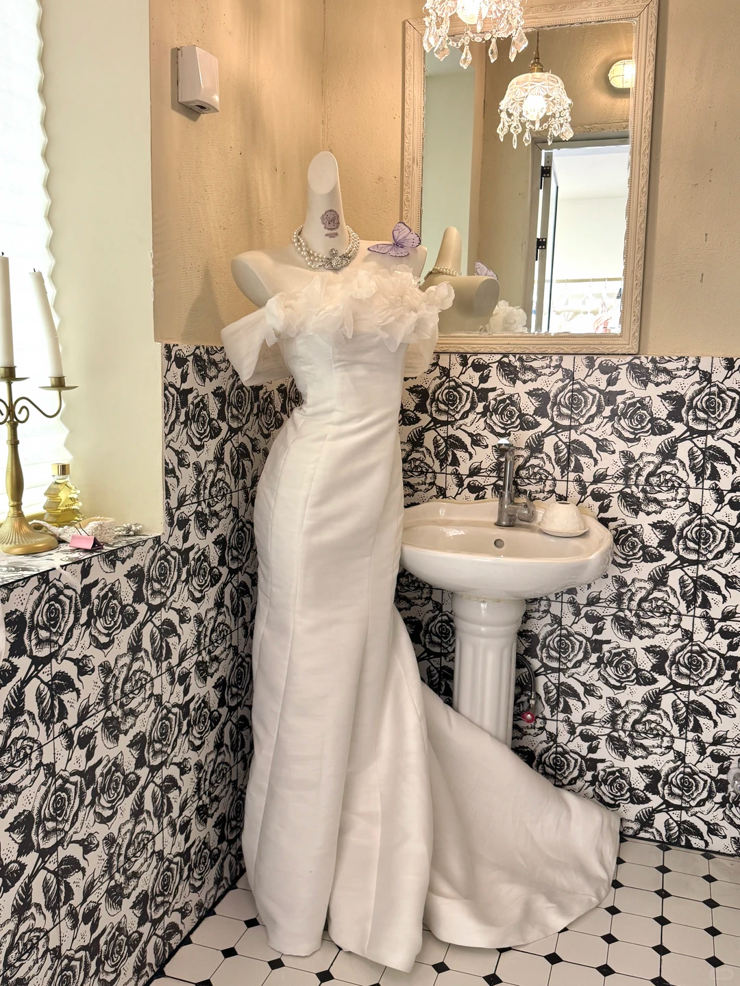 Ivory Off-the-Shoulder Waist-Cinched Figure-Flattering Sexy Mermaid Skirt Long Romantic Dress, Wedding Gown gh7742