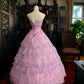 Girlhomeshops - Rosa glitzerndes Tüll-Prinzessinnen-Ballkleid, lang, formell, gh5358