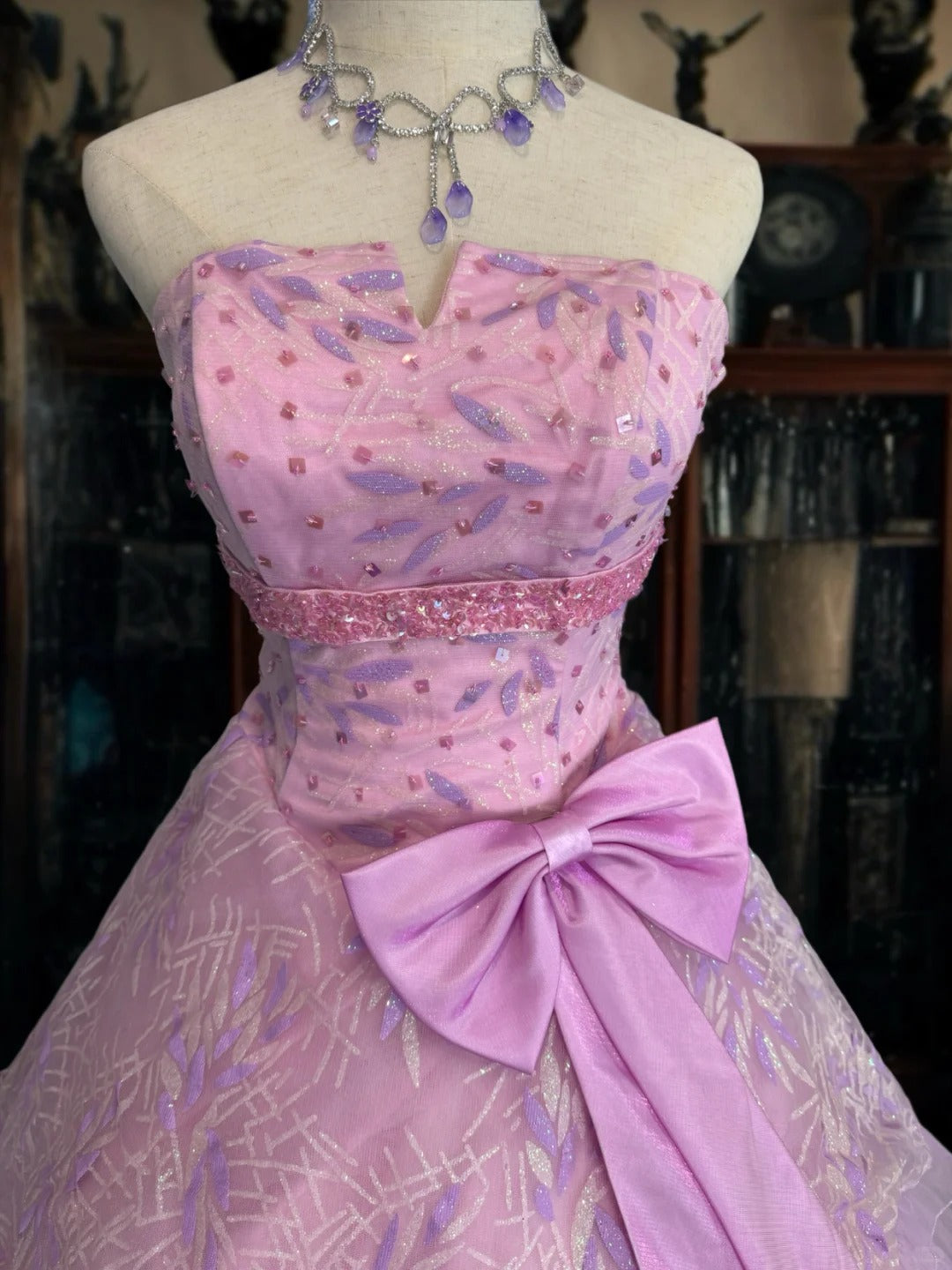 Girlhomeshops - Rosa glitzerndes Tüll-Prinzessinnen-Ballkleid, lang, formell, gh5358