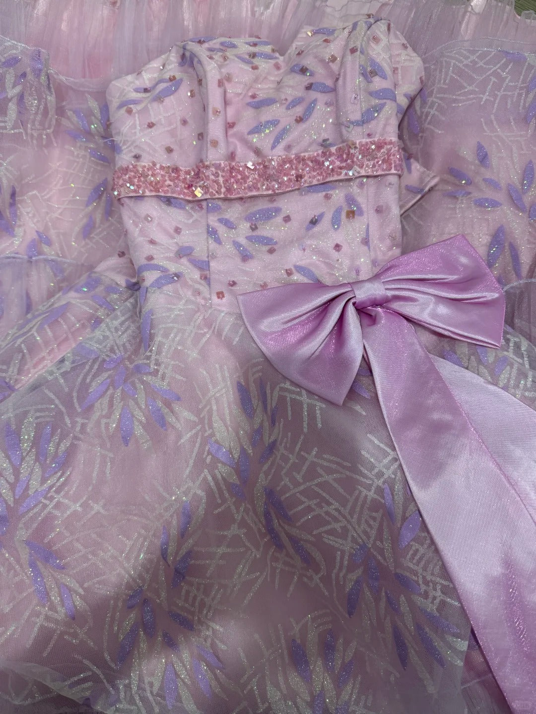 Girlhomeshops - Rosa glitzerndes Tüll-Prinzessinnen-Ballkleid, lang, formell, gh5358