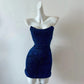 Robe de soirée courte à paillettes bleues, robe de bal, robe de soirée, gh4478