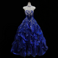 Sapphire Blue Halter Waist-Cinching Voluminous Skirt Prom Gown, Evening Formal Dress gh7325