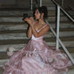 Pink Fashion Elegant Shiny A-line Spaghetti Strap Long satin Lace Ball Gown,Evening Dress,Party Dress gh3517