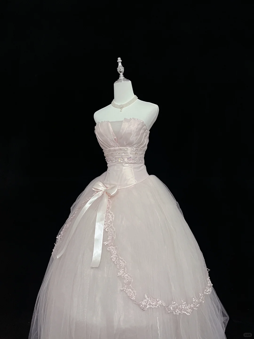 Blush Pink Strapless Cinched Waist Voluminous Princess Skirt Long Romantic Dress, Wedding Gown gh8064