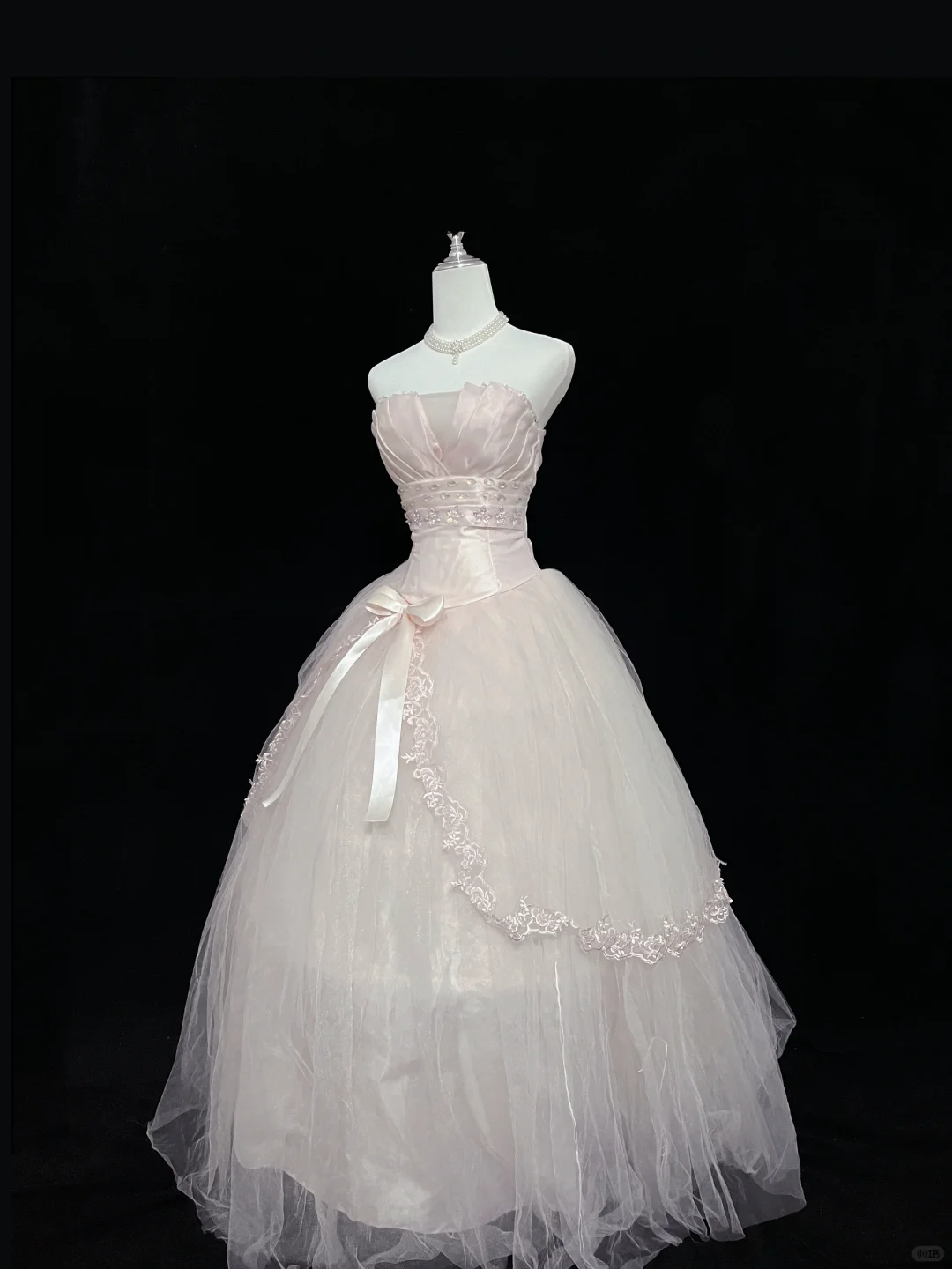 Blush Pink Strapless Cinched Waist Voluminous Princess Skirt Long Romantic Dress, Wedding Gown gh8064