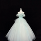 Light Blue Off-the-Shoulder Cinched Waist Voluminous Princess Skirt Long Romantic Dress, Wedding Gown gh7844