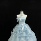 Light Blue Strapless Cinched Waist Voluminous Skirt Romantic Dress, Wedding Gown gh7880