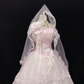 Blush Pink Strapless Romantic Gown With Rhinestones, Cinched Waist, Voluminous Skirt With Lace Trim, Wedding Gown gh8103