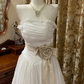 White Strapless Waist-Cinched Elegant Prom Dress, Graduation Prom Gown, Wedding Dress gh7249