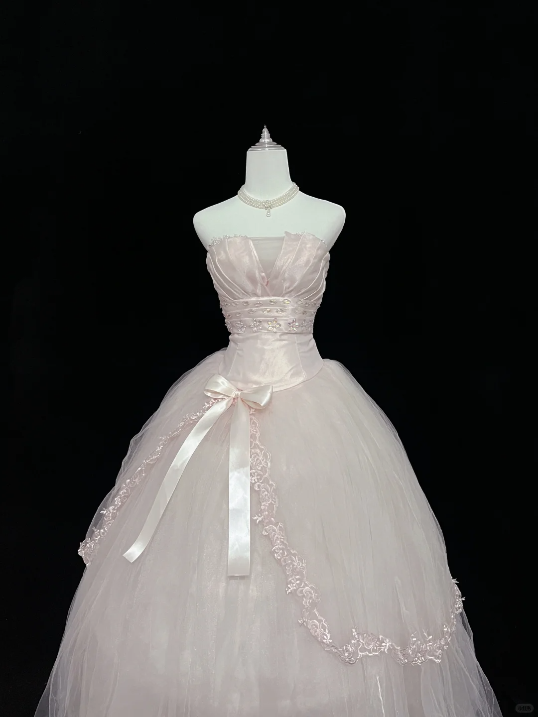 Blush Pink Strapless Cinched Waist Voluminous Princess Skirt Long Romantic Dress, Wedding Gown gh8064