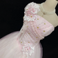 Blush Pink Strapless Romantic Gown With Rhinestones, Cinched Waist, Voluminous Skirt With Lace Trim, Wedding Gown gh8103