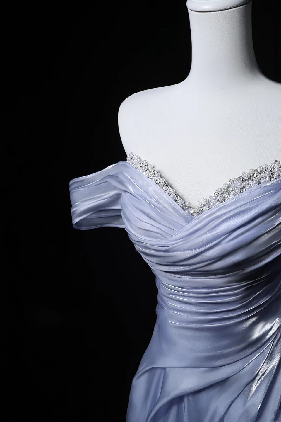 Lavender Purple Off-Shoulder Waist-Cinched Fitted Elegant Long Evening Dress, Fairy Gown, Romantic Gown gh7476