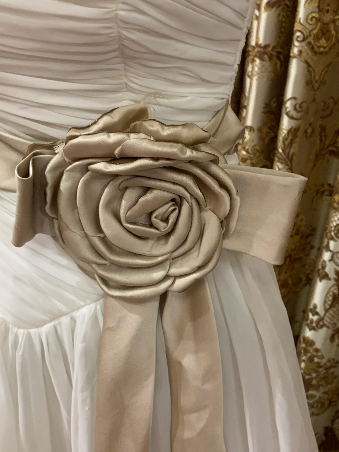 White Strapless Waist-Cinched Elegant Prom Dress, Graduation Prom Gown, Wedding Dress gh7249
