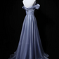 Lavender Purple Off-Shoulder Waist-Cinched Fitted Elegant Long Evening Dress, Fairy Gown, Romantic Gown gh7476