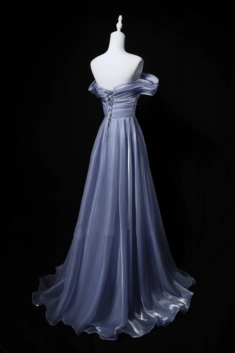 Lavender Purple Off-Shoulder Waist-Cinched Fitted Elegant Long Evening Dress, Fairy Gown, Romantic Gown gh7476