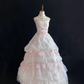 Blush Pink Strapless Elegant Romantic Gown, Cinched Waist, Voluminous Princess Skirt, Wedding Dress & Bridal Gown gh8148