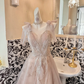 Light Pink Spaghetti Straps Cinched Waist Figure-Flattering Full Flared Skirt Long Elegant Romantic Dress, Wedding Gown gh7805