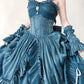 Hellblaues, geheimnisvolles Vintage-Mode-elegantes langes Satin-Ballkleid-Abendkleid-Partykleid gh4248