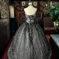 Girlhomeshops - Graues, glitzerndes, gepunktetes, langes Tüll-Ballkleid gh5350