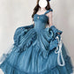 Hellblaues, geheimnisvolles Vintage-Mode-elegantes langes Satin-Ballkleid-Abendkleid-Partykleid gh4248