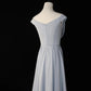 Blaues schlichtes, modisches, langes Satin-Brautjungfernkleid, Ballkleid, Abendkleid, Partykleid, gh4543