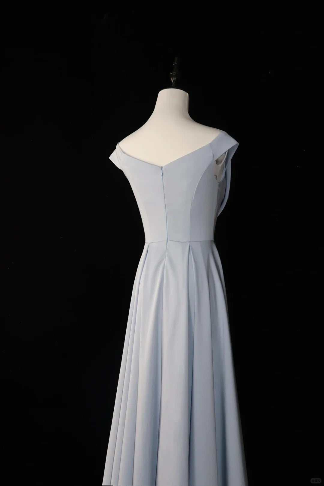 Blaues schlichtes, modisches, langes Satin-Brautjungfernkleid, Ballkleid, Abendkleid, Partykleid, gh4543