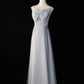 Blaues schlichtes, modisches, langes Satin-Brautjungfernkleid, Ballkleid, Abendkleid, Partykleid, gh4543