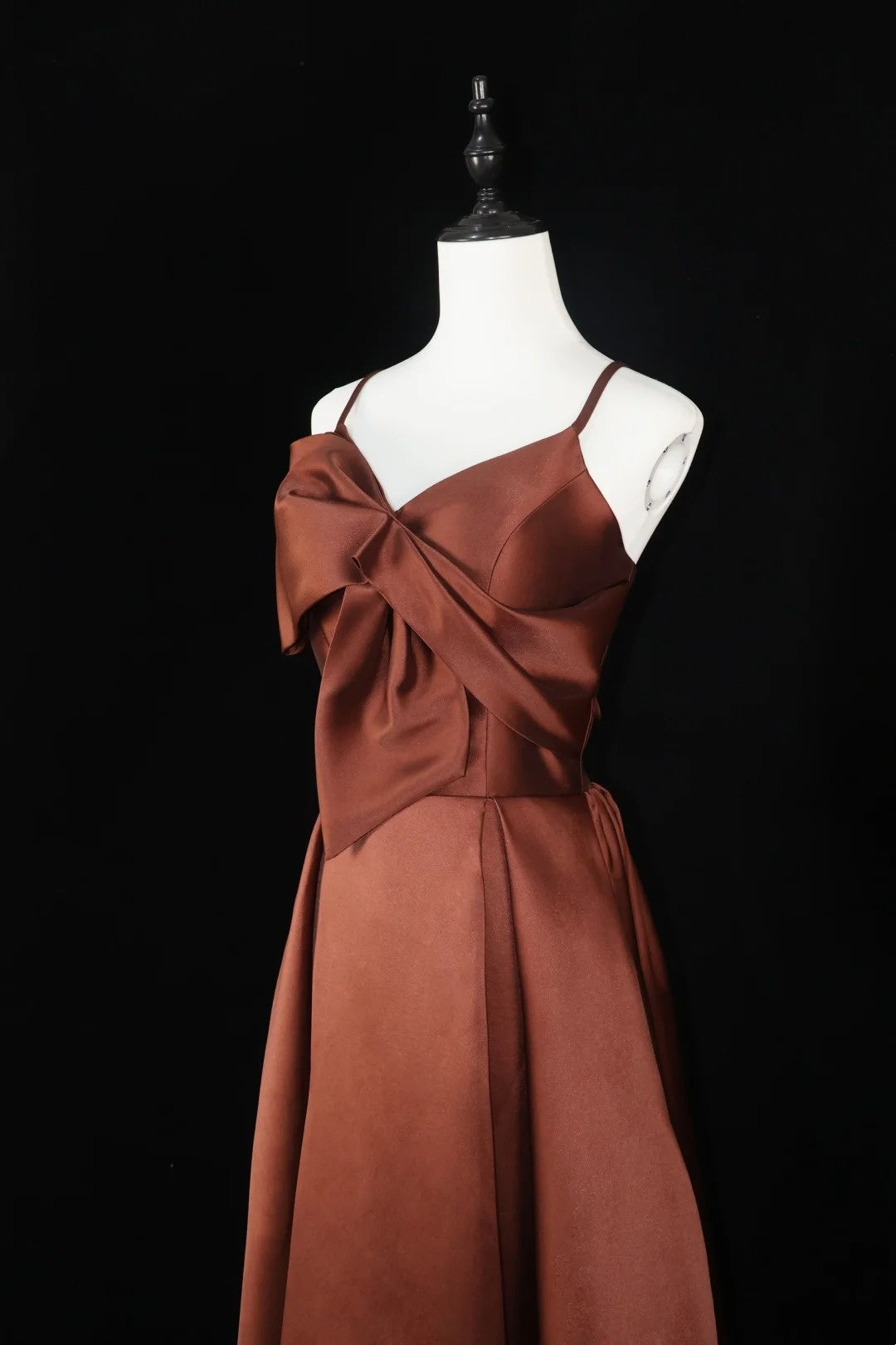Blau/Braun/Rot Spaghettiträger Elegantes Langes Satin Ballkleid Abendkleid Partykleid gh4539