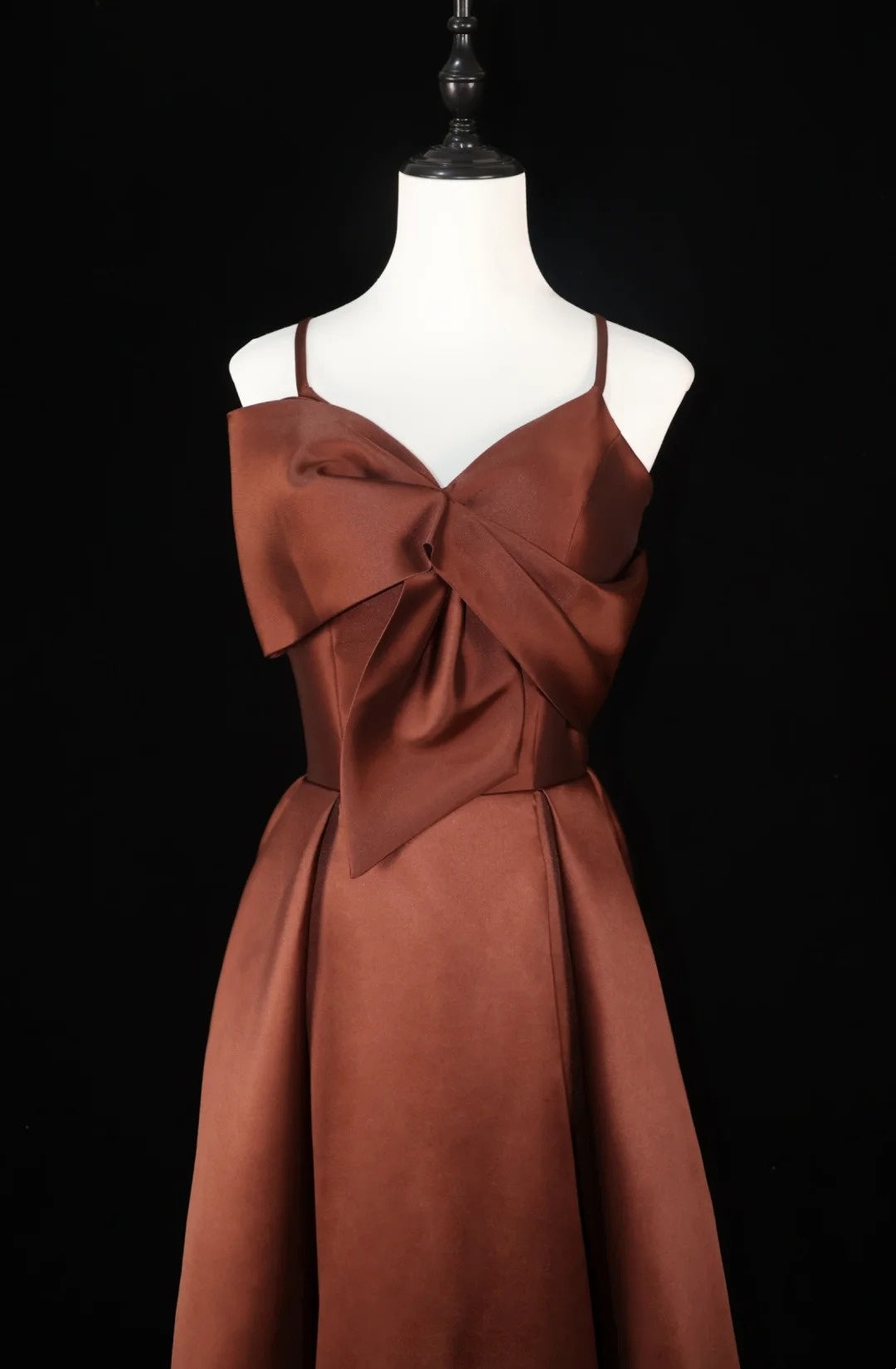 Blau/Braun/Rot Spaghettiträger Elegantes Langes Satin Ballkleid Abendkleid Partykleid gh4539