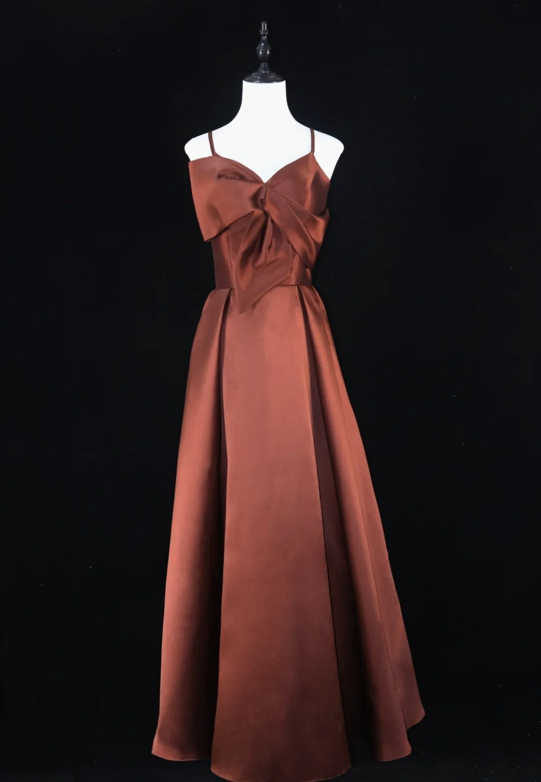 Blau/Braun/Rot Spaghettiträger Elegantes Langes Satin Ballkleid Abendkleid Partykleid gh4539