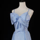 Blau/Braun/Rot Spaghettiträger Elegantes Langes Satin Ballkleid Abendkleid Partykleid gh4539