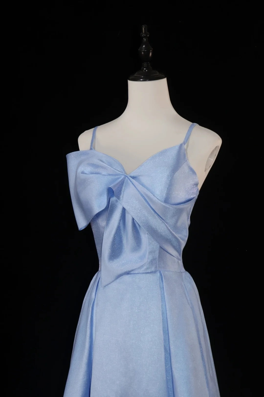Blau/Braun/Rot Spaghettiträger Elegantes Langes Satin Ballkleid Abendkleid Partykleid gh4539