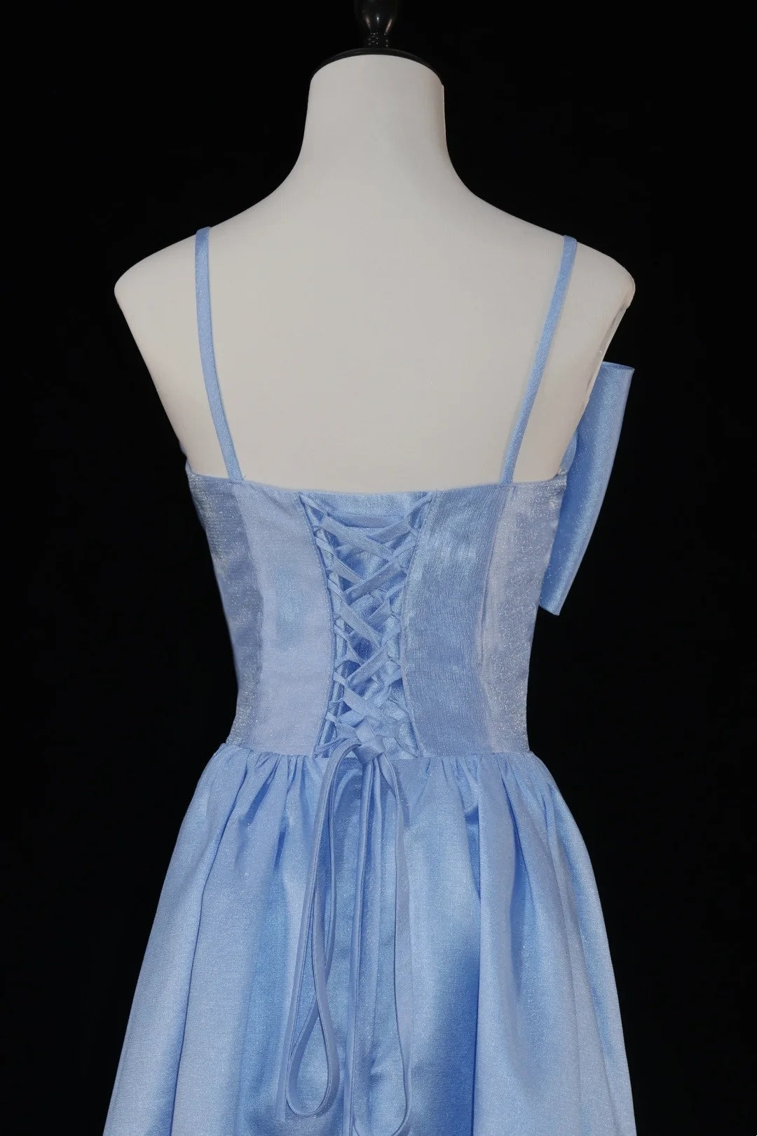 Blau/Braun/Rot Spaghettiträger Elegantes Langes Satin Ballkleid Abendkleid Partykleid gh4539