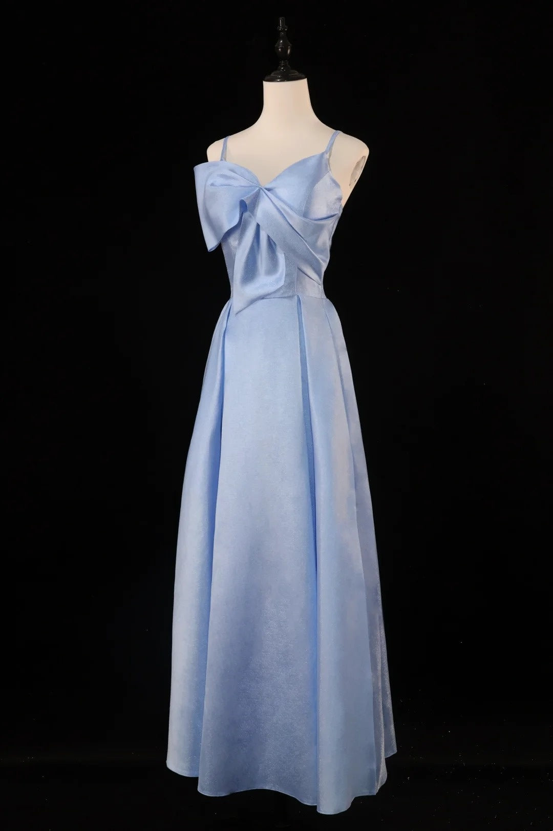 Blau/Braun/Rot Spaghettiträger Elegantes Langes Satin Ballkleid Abendkleid Partykleid gh4539