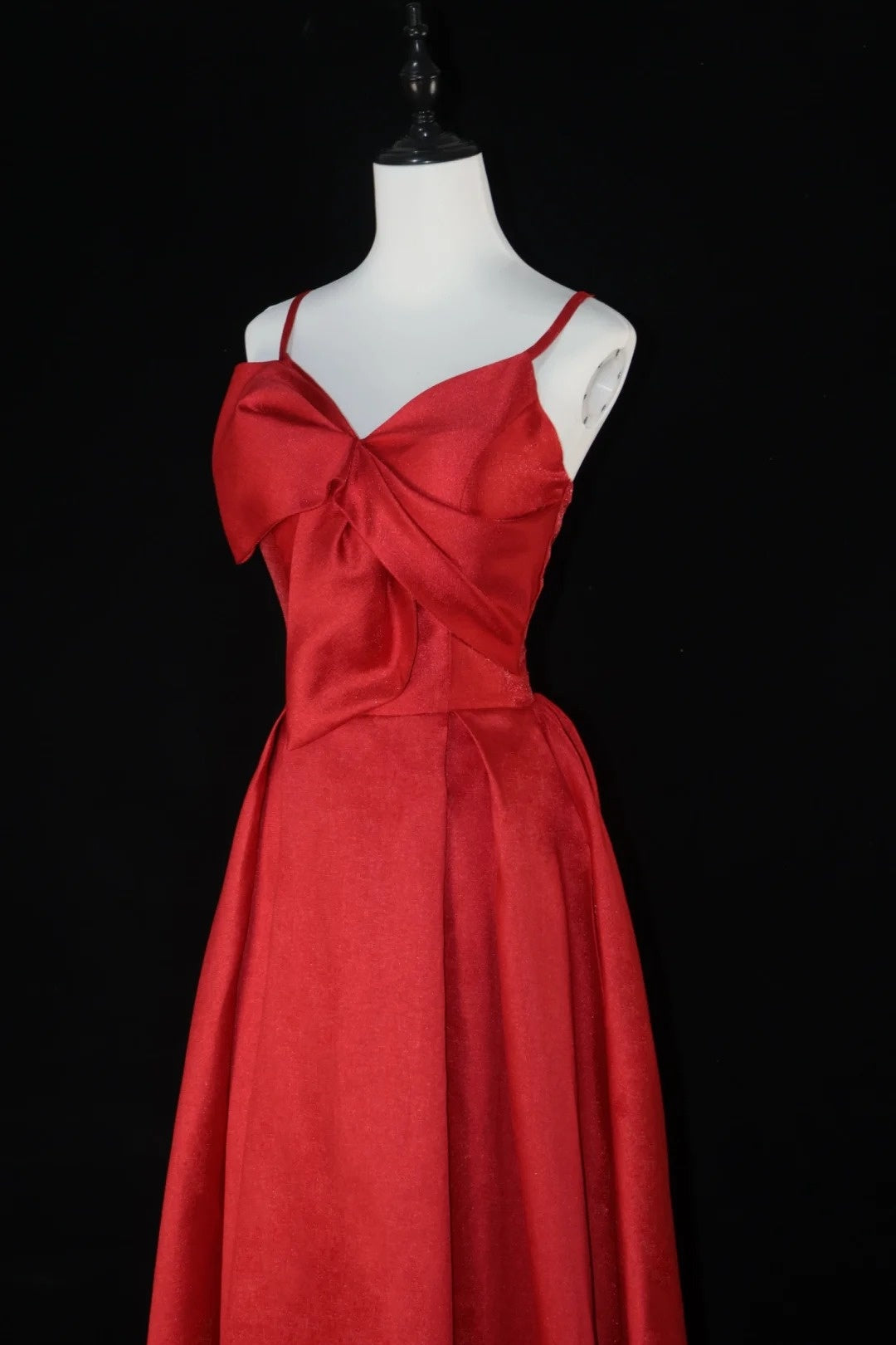 Blau/Braun/Rot Spaghettiträger Elegantes Langes Satin Ballkleid Abendkleid Partykleid gh4539