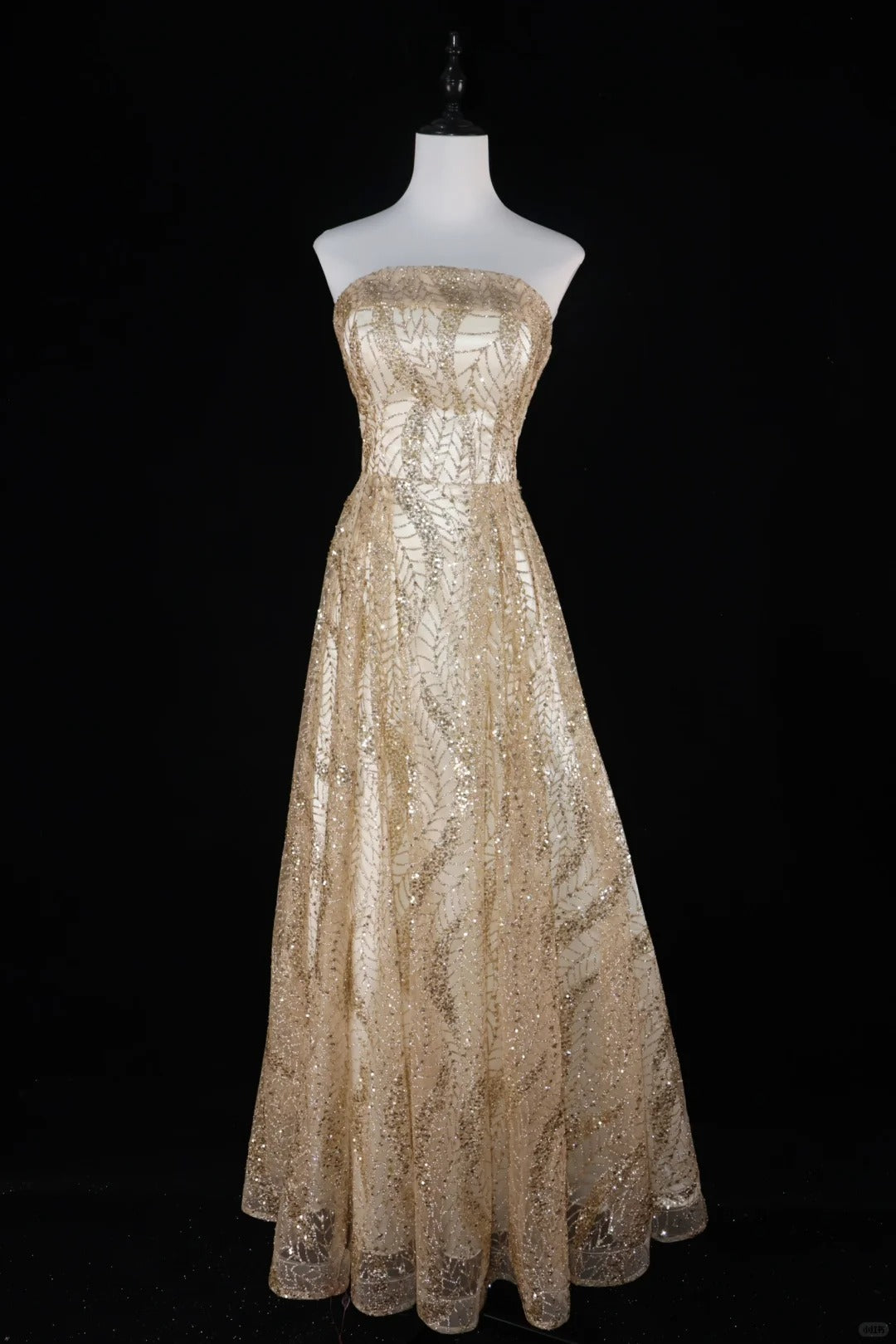 Glitzer Gold Bling Bling Langes Perlenbesetztes Ballkleid Abendkleid Abschlusskleid Abendkleid für Erwachsene gh4540