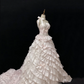 Blush Pink Strapless Long Romantic Dress, Cinched Waist, Voluminous Tiered Skirt, Wedding Gown gh8104