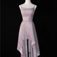 Rosa glänzendes Homecoming-Kleid, vorne kurz und hinten lang, Satin-Schwungkragen, elegantes Abendkleid für die Zeremonie zum Erwachsenwerden, für jeden Tag, Verabredungen, Ballkleid, Abendkleid, Partykleid, gh4538