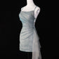 Silbernes funkelndes Homecoming-Kleid, rückenfrei, kurzes Ballkleid, Abendkleid, Partykleid, gh4541