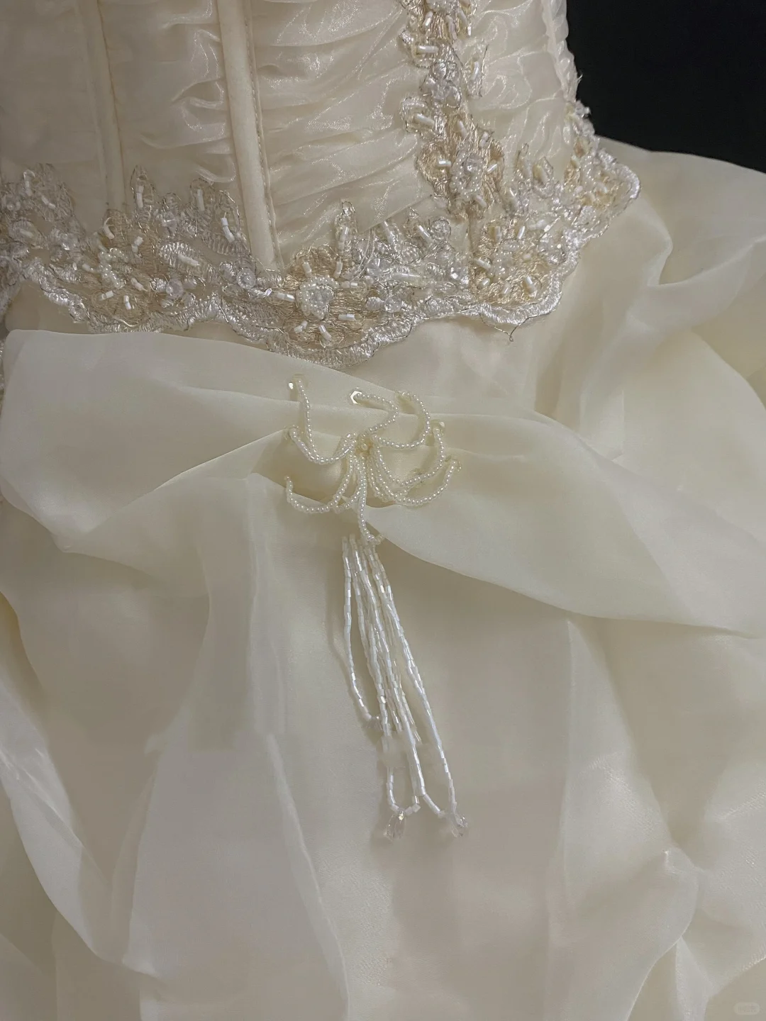 Light Apricot Strapless Elegant Romantic Gown with Fitted Waist and Fluffy Princess Skirt, Wedding Dress & Bridal Gown gh8330