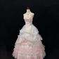Blush Pink Strapless with Floral Details, Cinched Waist, Voluminous Tiered Princess Skirt Long Romantic Dress, Wedding Gown gh8065