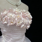 Blush Pink Strapless with Floral Details, Cinched Waist, Voluminous Tiered Princess Skirt Long Romantic Dress, Wedding Gown gh8065