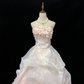 Blush Pink Strapless with Floral Details, Cinched Waist, Voluminous Tiered Princess Skirt Long Romantic Dress, Wedding Gown gh8065